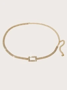 Minimalist Glitter Chain Belt - Gold - View 2