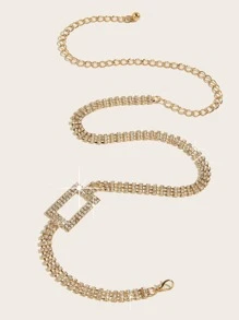 Minimalist Glitter Chain Belt - Gold - View 3