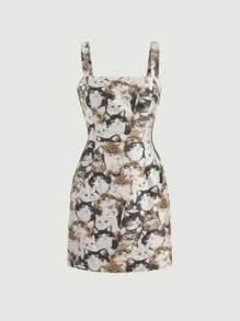SHEIN MOD Vestido de tirantes con estampado de gato - Multicolor - Ver 2