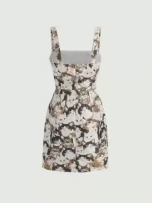 SHEIN MOD Vestido de tirantes con estampado de gato - Multicolor - Ver 6