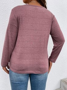 SHEIN LUNE Plus Cat Print Tee - Red Violet - View 2