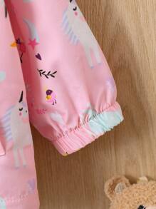 Płaszcz z kapturem i grafiką dla dziewczynki, bez koszulki