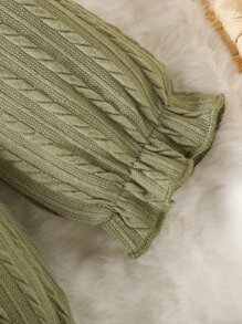 嬰兒荷葉邊前蝴蝶結連體衣和頭巾 - 綠色 - 查看 5