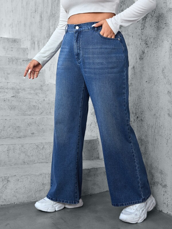 Plus High Waist Cat Whisker Flare Leg Jeans SHEIN EUR