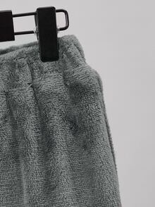 SHEIN Boys Letter Embroidery Flannel PJ Set - Multicolor - View 4