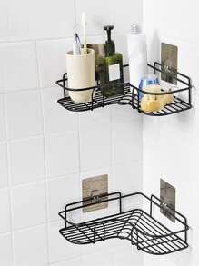 1pc Bathroom Shelf, Shower Caddy Rack,Bathroom Kitchen No-Drill Triangle Storage Rack - Black - View 2