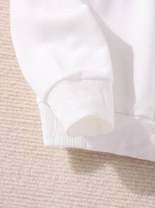 SHEIN Girls Letter Graphic Pullover & Joggers - Red and White - View 3