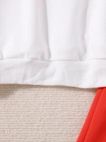 SHEIN Girls Letter Graphic Pullover & Joggers - Red and White - View 4