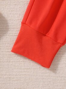 SHEIN Girls Letter Graphic Pullover & Joggers - Red and White - View 6