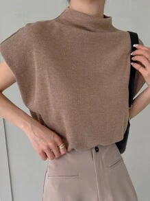 DAZY 漏斗領蝙蝠袖t恤 - 摩卡棕 - 查看 1