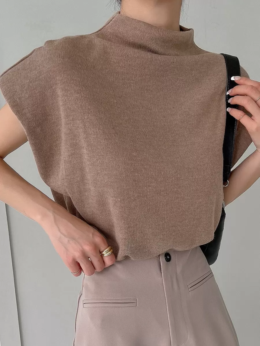 DAZY 漏斗領蝙蝠袖t恤 - 摩卡棕 - 查看 1