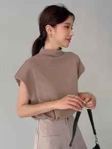 DAZY 漏斗領蝙蝠袖t恤 - 摩卡棕 - 查看 6