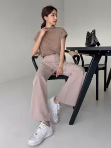 DAZY 漏斗領蝙蝠袖t恤 - 摩卡棕 - 查看 8