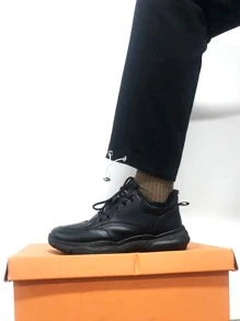 Hombres Zapatos de atletismo con cordón delantero - Negro - Ver 1