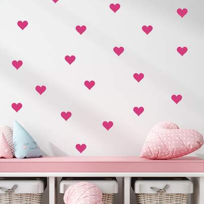 54pcs Cute Pink Heart Wall Stickers Home Decor