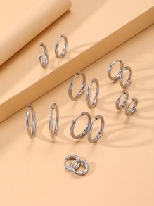 đôi khuyên tai dạng vòng tối giản - trắng - Xem 2