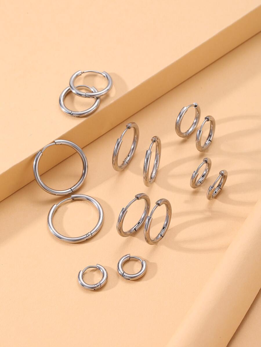 đôi khuyên tai dạng vòng tối giản - trắng - Xem 1