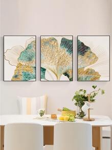 3pcs Ginkgo Biloba Print Unframed Painting - Multicolor - View 2