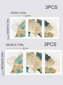 3pcs Ginkgo Biloba Print Unframed Painting - Multicolor - View 4