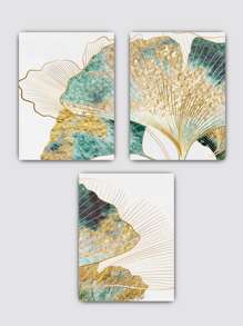 3pcs Ginkgo Biloba Print Unframed Painting - Multicolor - View 5