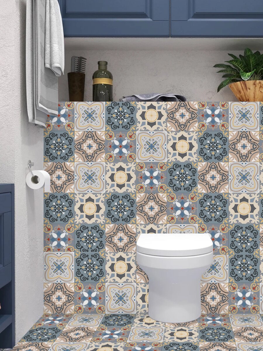 5 piezas Papel mural con patrón geométrico impermeable autoadhesivo - Multicolor - Ver 1