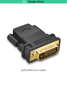 UGREEN DVI Bi-Directional To DVI 24+1 Adapter Female To Male 1080P HDTV Converter DVI Connector - Black - View 6