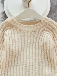 Baby Raglan Sleeve Jumper & Knit Trousers - Beige - View 4