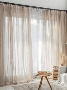 Cortina transparente panel única unicolor - Café integral - Ver 1