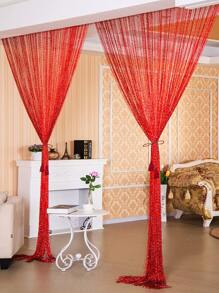 1pc Shiny Silver Thread Decorative Door Curtains With Tassel For Valentine's Day - Red - View 2