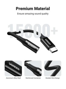 UGREEN USB C 转 3.5 毫米音频适配器 DAC 芯片兼容 15 Pro Max IPAD Mini 6、iPad Pro、Surface Pro 7、XPS、Pro 2020 耳机音频适配器 - 黑色 - 查看 6