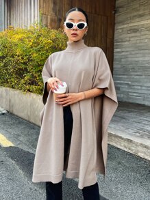 DAZY High Neck Batwing Sleeve Jumper - Apricot - View 1