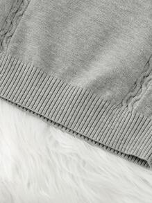 Toddler Girls Cable Knit Jumper Dress - Grey - View 4