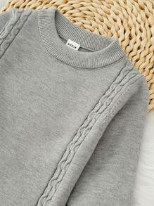 Toddler Girls Cable Knit Jumper Dress - Grey - View 5