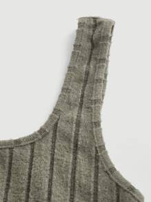 SHEIN MOD Solid Ribbed Tank Top - Green - View 4