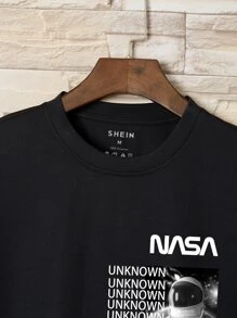 Manfinity Dauomo Men Letter Graphic Tee - Black - View 5