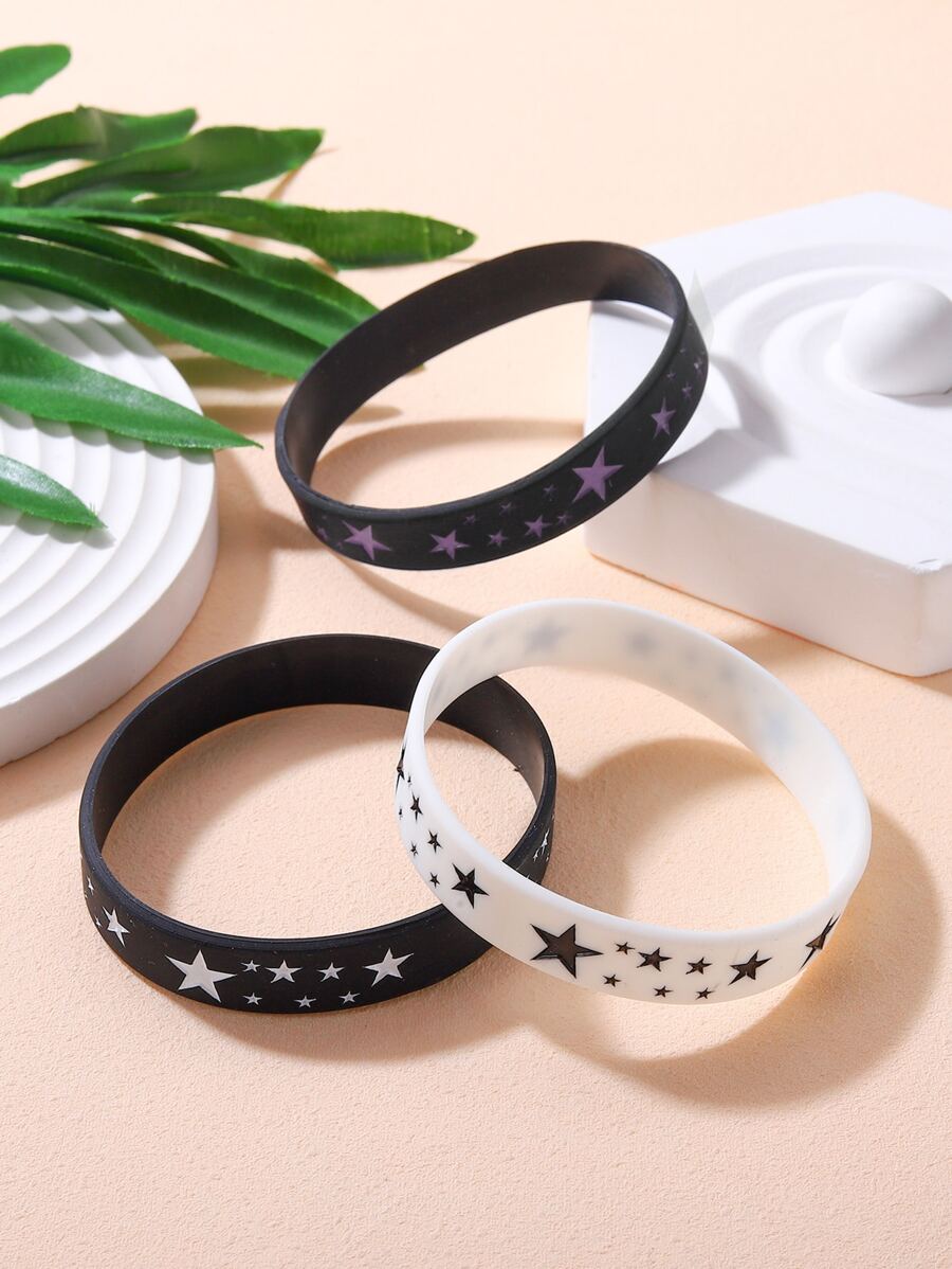 3 pièces Bracelet à motif étoile en silicone