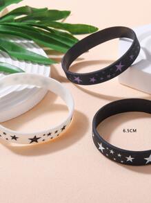 3 pièces Bracelet à motif étoile en silicone