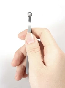 1pc Stainless Steel Nasal Hair Clipper, ring-shaped nasal hair shear leather case - Silver - View 4