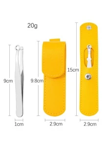 1pc Stainless Steel Nasal Hair Clipper, ring-shaped nasal hair shear leather case - Silver - View 5