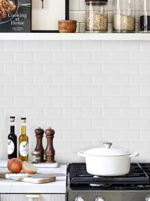 1入組3D瓷磚設計防水廚房貼紙 - 白色 - 查看 9