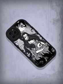 ROMWE Goth Girl & Skull Print Phone Case - Multicolor - View 2