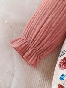 Baby Floral Print Ruffle Trim Bow Front 2 In 1 Bodysuit & Headband - Multicolor - View 4