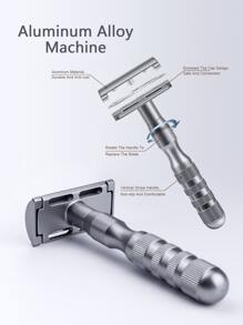 Jifuli(1臺機器+5片刀片)經典雙邊安全剃刀,男士刮鬍&女性脫毛手動剃刀 - 槍黑色 - 查看 3