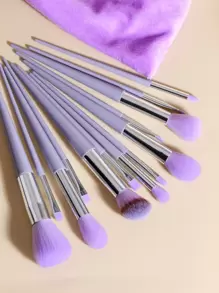 可重复使用的化妆刷套装，13支装，适合新手、手部有损伤者，可快速使用全套美妆工具，化妆刷/化妆刷，刷子套装，化妆刷套装，化妆刷套装，化妆刷套装，完整化妆套装，化妆刷套装，完整化妆套装，刷子套装，化妆刷套装，化妆礼品套装，赠品，专业化妆刷，完整化妆套装 - 紫色 - 查看 4