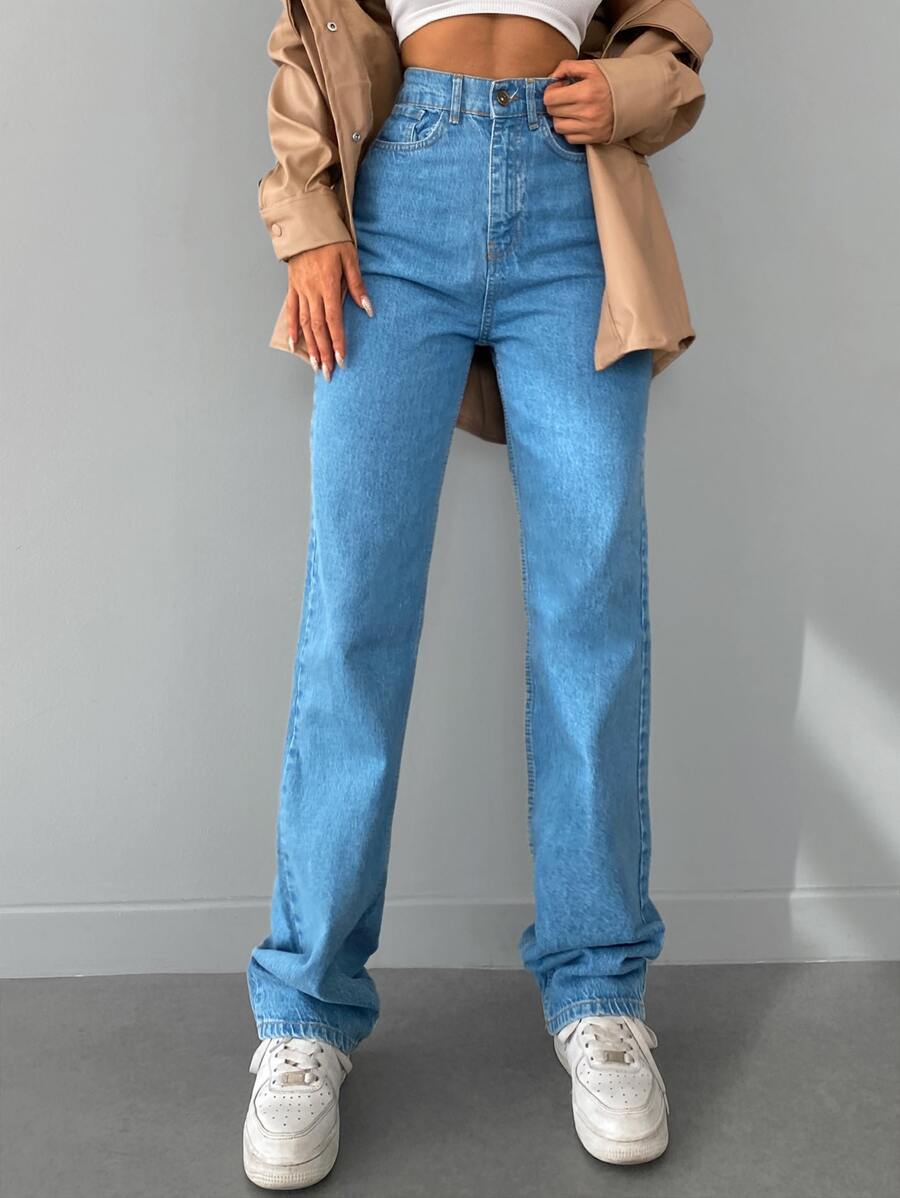 EURMUSE Straight Leg Jeans - Medium Wash - View 1