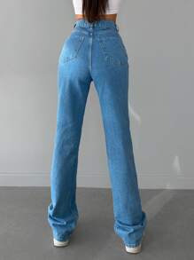 EURMUSE Straight Leg Jeans - Medium Wash - View 2