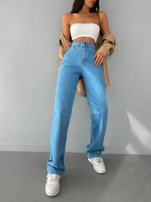 EURMUSE Straight Leg Jeans - Medium Wash - View 5