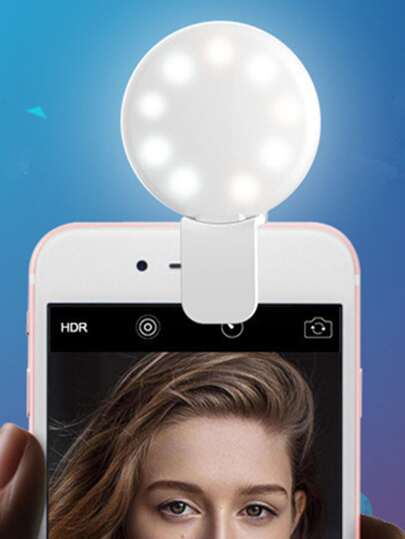 1pc Clip-On Round Portable Selfie Light, Selfie Ring Light LED Light Portable LED Video Light Dimmable, Camera & Camcorder Vlogging For Photo Selfie Video Recording Zoom Meeting,Interviews, Live Streaming,Vlog,Family Gatherings, Christmas Party Shooting,For Handheld Selfie, Outdoor Activities Suitable For Selfies And Live Streaming, Portable Light