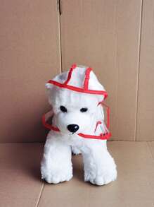1pc Contrast Binding Pet Raincoat - White - View 1