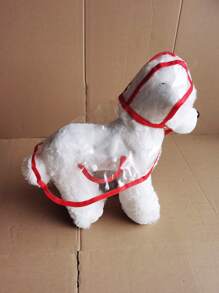 1pc Contrast Binding Pet Raincoat - White - View 2